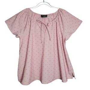 Lane Bryant Womens Red Stripe Top Plus Size 14 16 Tie Neck Blouse